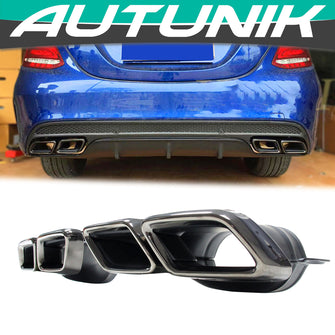 Black Exhaust Pipe Muffler Tips for Mercedes Benz C-Class W205 C205 A205 S205 C63 AMG 2015-2018 et70