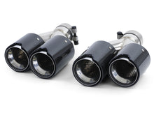 Gloss Carbon Fiber Dual Exhaust Tips Silver for BMW 5 Series F10 F11 55-59mm Pipes