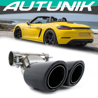 Carbon Fiber Exhaust Tips Muffler Pipe Chrome for Porsche 718 Boxster / Cayman 982 2016-2022
