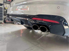 Gloss Black Rear Diffuser with Exhaust Tips For AUDI A4 B9 S Line Facelift 20-24 with 1 pipe each side