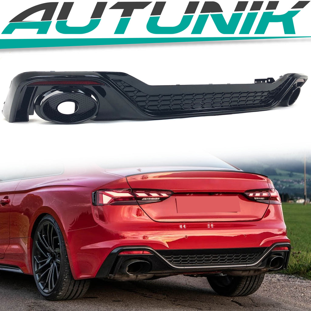 Diffucer Fad RS5 Style Rear Diffuser w/ Tips - For Audi A5 S-line S5 B9.5 2020-2024 ...