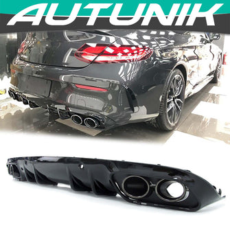 Rear Diffuser Black Exhaust Muffler Tips for Mercedes A205 C205 Coupe C300 C450 AMG di27