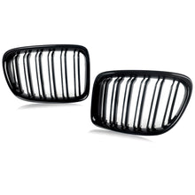 2x Gloss Black Twin Bar Style Front Kidney Grill Grille For BMW X1 E84 2009-2015