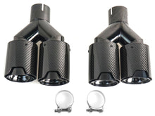 Gloss Carbon Fiber Dual Exhaust Tips Black for BMW 5 Series F10 F11 55-59mm Pipes