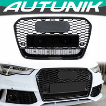 Glossy Black Front Mesh Grille Grill For Audi A6 S6 C7 2011-2014