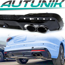 Gloss Black Rear Diffuser with Exhaust Tips For AUDI A4 B9 S Line Facelift 20-24 with 1 pipe each side