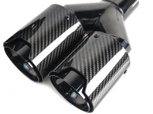 Gloss Carbon Fiber Dual Exhaust Tips Black for BMW 5 Series F10 F11 55-59mm Pipes