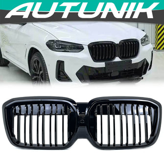 Front Kidney Grille Mesh Grill Dual Slats Style For BMW IX3 2022-2023