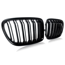 2x Gloss Black Twin Bar Style Front Kidney Grill Grille For BMW X1 E84 2009-2015