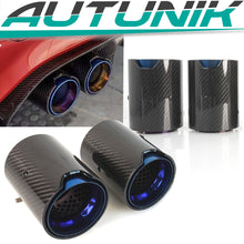 4x Carbon Fiber Exhaust Tips for BMW F80 M3 F82 M4 65-67mm pipes Gloss Blue Inner
