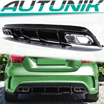 Rear Bumper Diffuser + Exhaust Tips for Mercedes W176 AMG Bumper 15-18