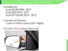 Matt Chrome Mirror Cover Caps For AUDI Q5 8R SQ5 Q7 09-17 W/O Lane Assist mc7