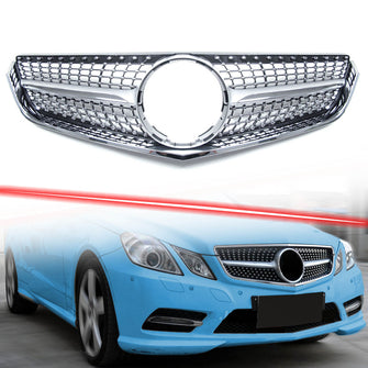 Front Diamond Grille Grill For Mercedes-Benz E-Class W207 C207 Coupe 2010-2013 W/O Camera