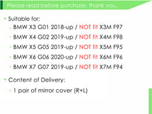 Real Carbon Fiber Mirror Cover Caps for BMW X3 X4 X5 X6 G01 G02 G05 G06 X7 G07