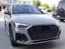 Black Front Bumper Fog Light Grilles Cover For Audi Q5 SQ5 FY S Line 2021+ w/ ACC