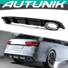 Rear Bumper Diffuser + Muffler Tips For Audi S6 A6 S-line C7.5 16-18