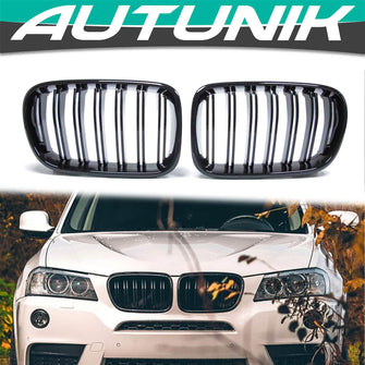 Glossy Black Front Bumper Kidney Grille Grill For BMW X3 F25 Pre-LCI 2011-2014 fg122