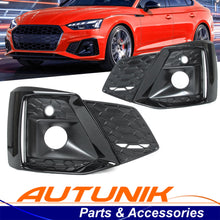 Black Front Bumper Fog Light Grilles Cover For Audi A5 S5 F5 S Line 2020+