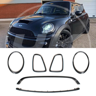 Gloss Black Light and Grille Surround Trim Front Rear For MINI Cooper R56 06-13