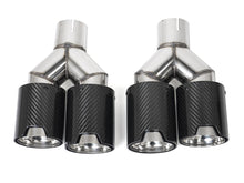 Gloss Carbon Fiber Dual Exhaust Tips Silver for BMW 5 Series F10 F11 55-59mm Pipes