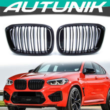 Glossy Piano Black Front Kidney Dual Slats Grille Grill for BMW X3 G01 X4 G02 2018-2021 fg9