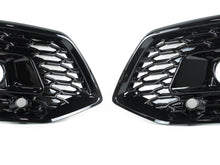 Black Front Bumper Fog Light Grilles Cover For Audi Q5 SQ5 FY S Line 2021+ w/ ACC