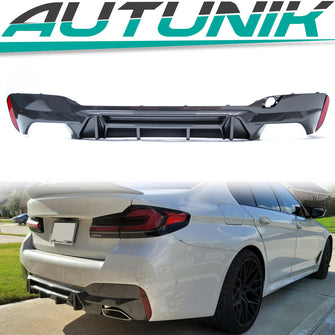 Carbon Fiber Look Rear Diffuser For BMW 5 Series G30 Sport Bumper 17+