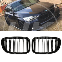 Gloss Black Double Bar Kidney Grill For BMW 5 Series GT F07 09-16