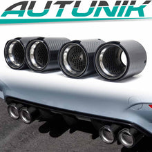 Gloss Carbon Fiber Dual Exhaust Tips Silver for BMW 5 Series F10 F11 55-59mm Pipes