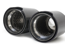 Gloss Carbon Fiber Dual Exhaust Tips Silver for BMW 5 Series F10 F11 55-59mm Pipes