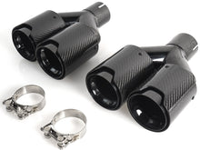 Gloss Carbon Fiber Dual Exhaust Tips Black for BMW 5 Series F10 F11 55-59mm Pipes