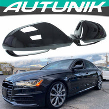 Side Mirror Cover Caps Replacement Glossy Black For Audi A6 C7 S6 RS6 With Lane Assist 2012-2018 mc79