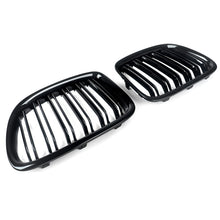 2x Gloss Black Twin Bar Style Front Kidney Grill Grille For BMW X1 E84 2009-2015