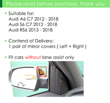 Glossy Black Side Mirror Cover Caps For Audi A6 C7 A6 S6 RS6 2012-2018 w/o Lane Assist mc48