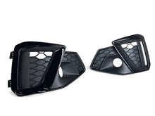 Black Front Bumper Fog Light Grilles Cover For Audi A4 S4 B9 S Line 2020+ w/ ACC