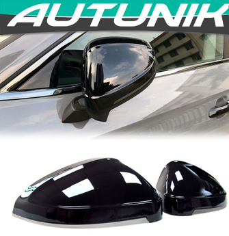 Glossy Black Side Mirror Cover Caps for Audi B9 A4 S4 RS4 A5 F5 S5 RS5 2018-2022 With Lane Assist mc72