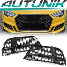 Black Front Bumper Fog Light Grilles Cover For Audi A3 S3 8V S-Line 2017-2020