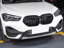 Gloss Black Dual Slats Front Bumper Kidney Grille Grill for BMW X1 F48 LCI 2020-2022 fg118