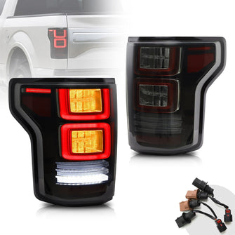 Smoked LED Tail Lights for 2015-2020 Ford F150 F-150 Yellow Turn Singal
