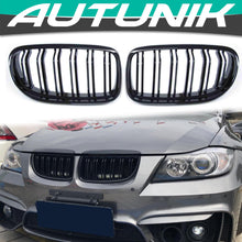 Glossy Black Front Kidney Grille Grill Dual Slats for BMW 3 Series E91 E90 LCI 2009-2012 fg32