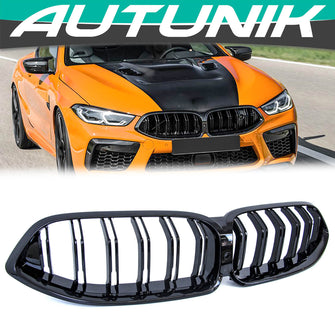 Glossy Black Front Kidney Grille Grill for BMW G14 8 Series W/O Camera