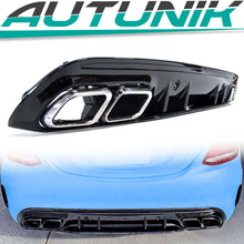 Black Rear Diffuser + Silver Exhaust Tips For Mercedes  W205 S205 C43 amg line 15-21
