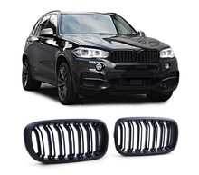 Dual Slats Front Bumper Kidney Grille Grill Matt Black For BMW X5 F15 X6 F16 2013-2018