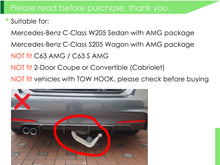 Rear Diffuser + Chrome Exhaust Tips For Mercedes Benz W205 Sedan S205 Wagon C300 C43 AMG di1