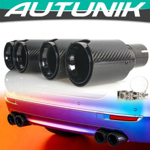 Gloss Carbon Fiber Dual Exhaust Tips Black for BMW 5 Series F10 F11 55-59mm Pipes
