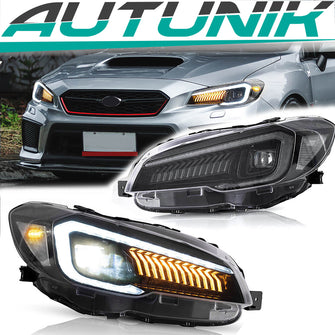 Projector Led Headlights For 2015-2021 Subaru WRX STI W/Animation DRL