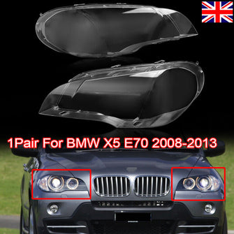 Car Headlight Plastic Cover Clear Headlamp Head Light Lens For BMW X5 E70 07-13