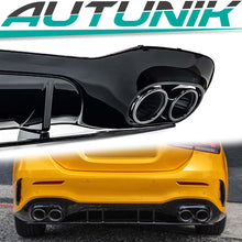 Rear Bumper Diffuser + Dual Exhaust Tips for Mercedes V177 A-Class Saloon AMG Line