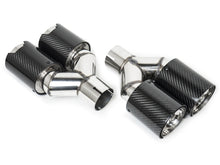 Gloss Carbon Fiber Dual Exhaust Tips Silver for BMW 5 Series F10 F11 55-59mm Pipes