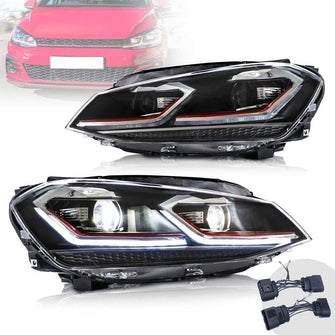 Full LED Projector Headlights For 2014-17 Volkswagen Golf MK7 w/Sequential